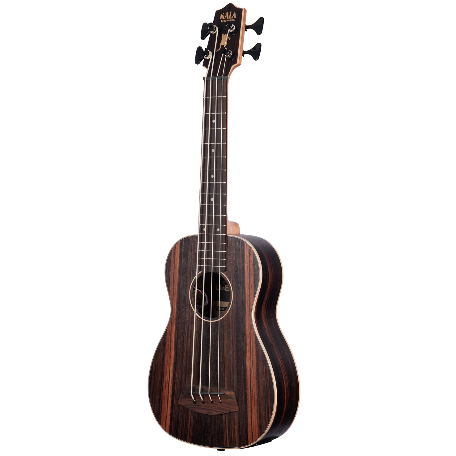 Kala Brand Striped Ebony Acoustic-Electric U•BASS & Padded Gig Bag