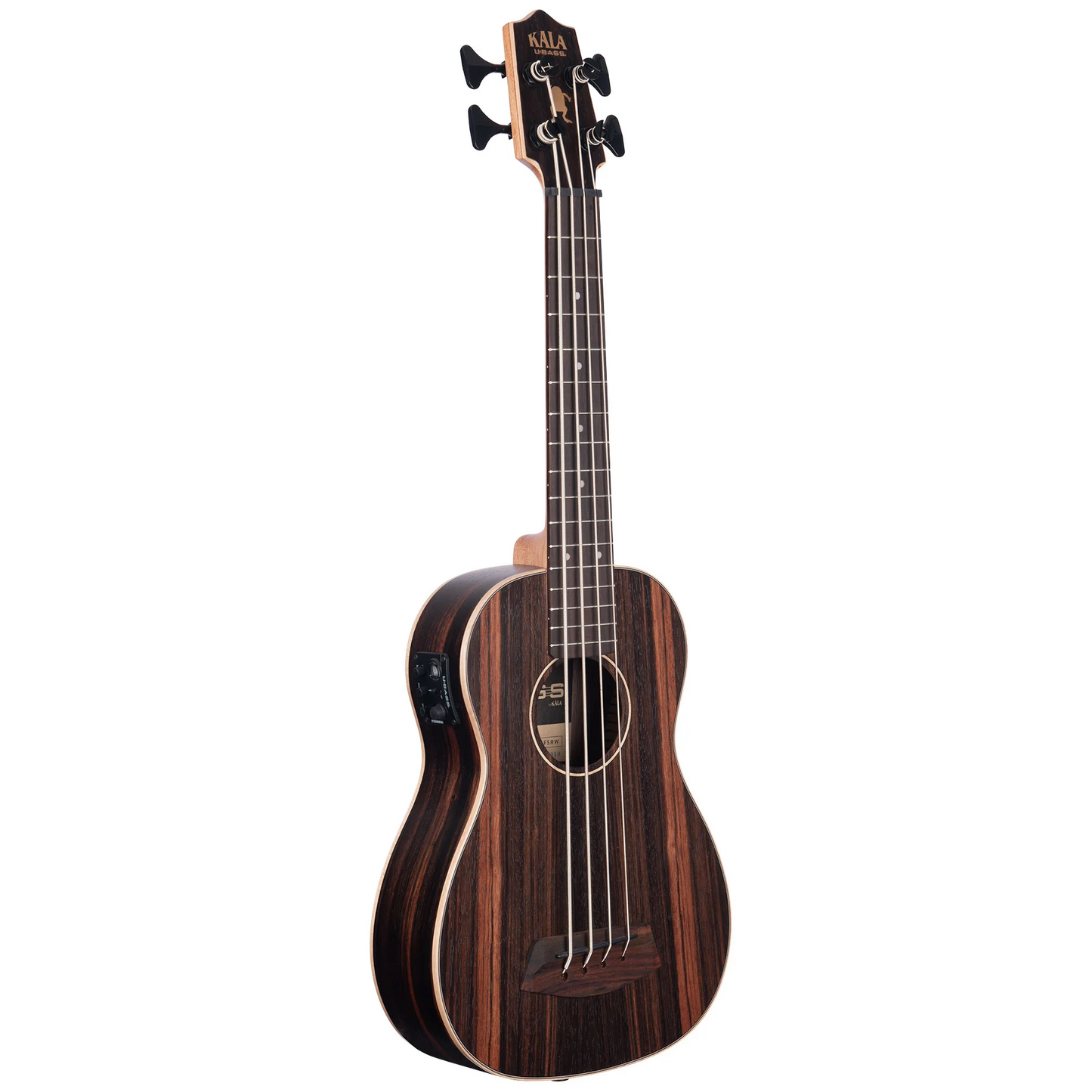 Kala Brand Striped Ebony Acoustic-Electric U•BASS & Padded Gig Bag
