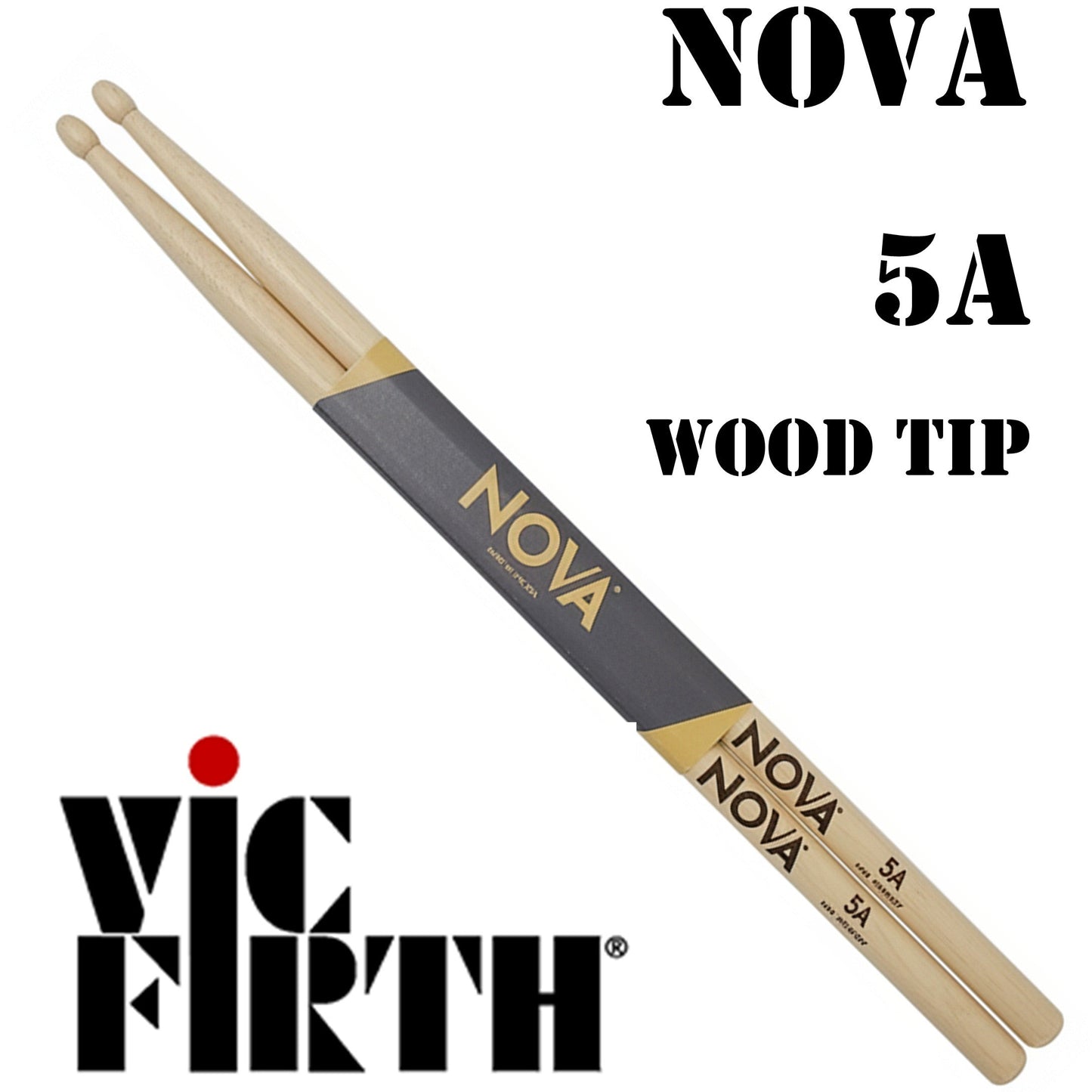 Vic Firth Nova Drumsticks Pair 5A Hickory Wood Tip