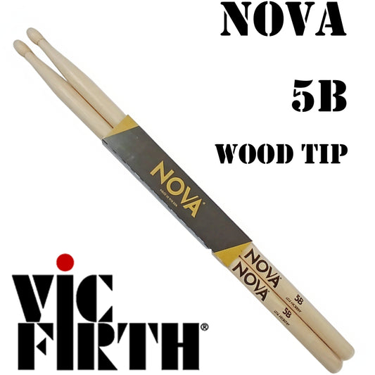 Vic Firth Nova Drumsticks Pair 5B Hickory Wood Tip