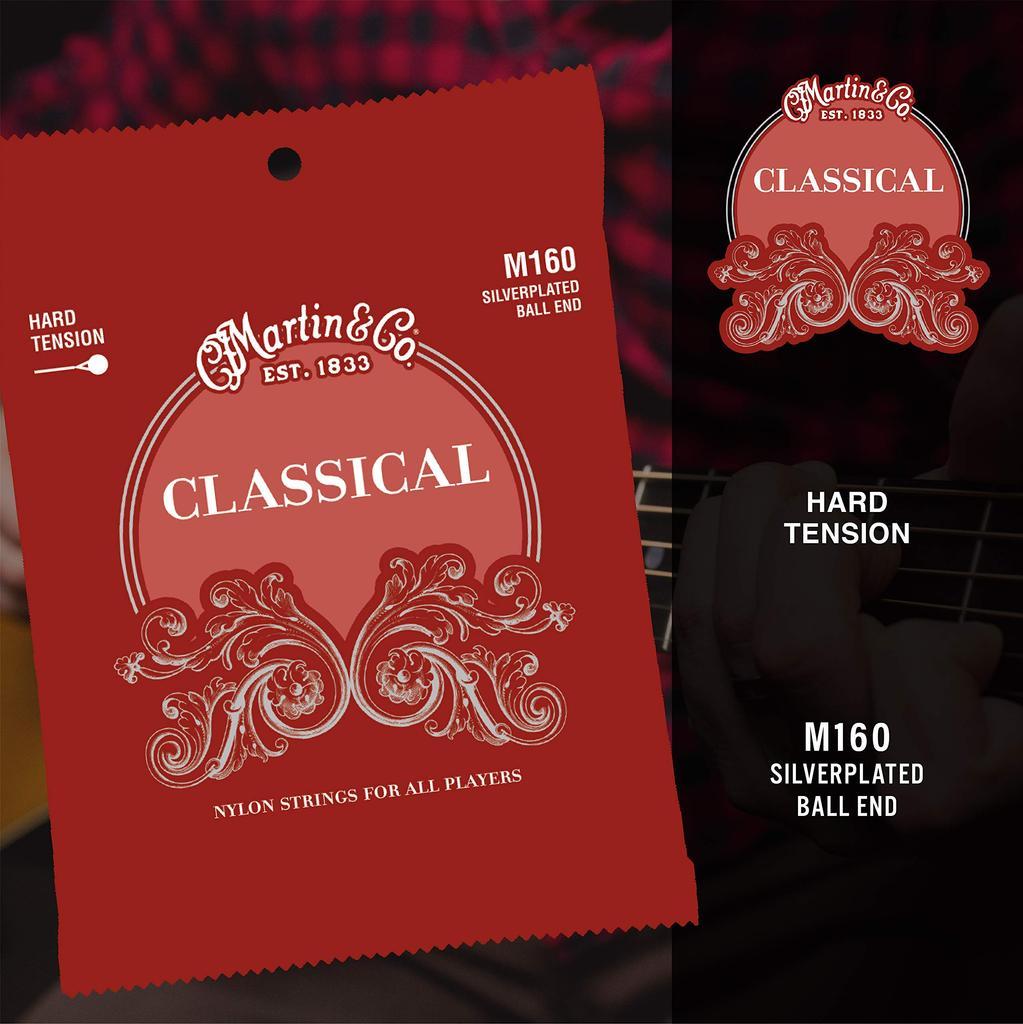 Martin Classical Guitar String Set Hard Tension Ball End M160