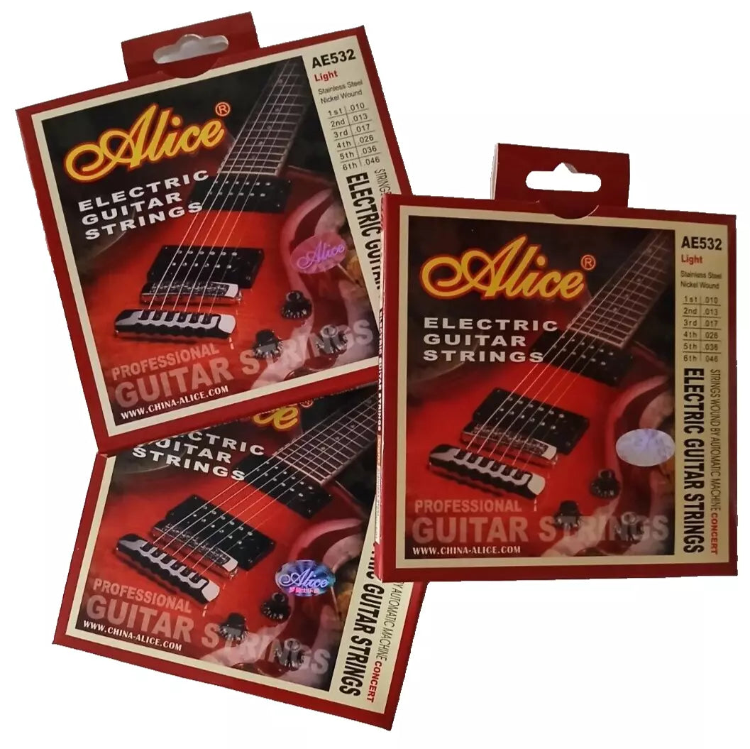 Alice Electric Guitar Strings 3 Pack Bundle NICKEL & STAINLESS STEEL .010 - .046