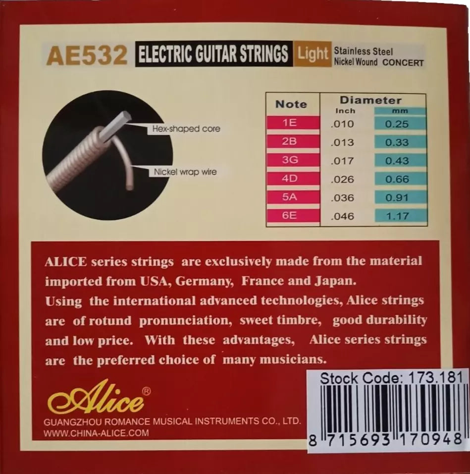 Alice Electric Guitar Strings 3 Pack Bundle NICKEL & STAINLESS STEEL .010 - .046