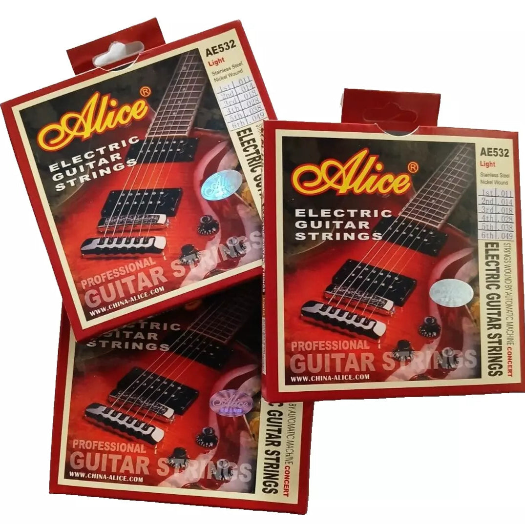 Alice Electric Guitar Strings NICKEL & STAINLESS STEEL 3 Set Bundle .011 - .049