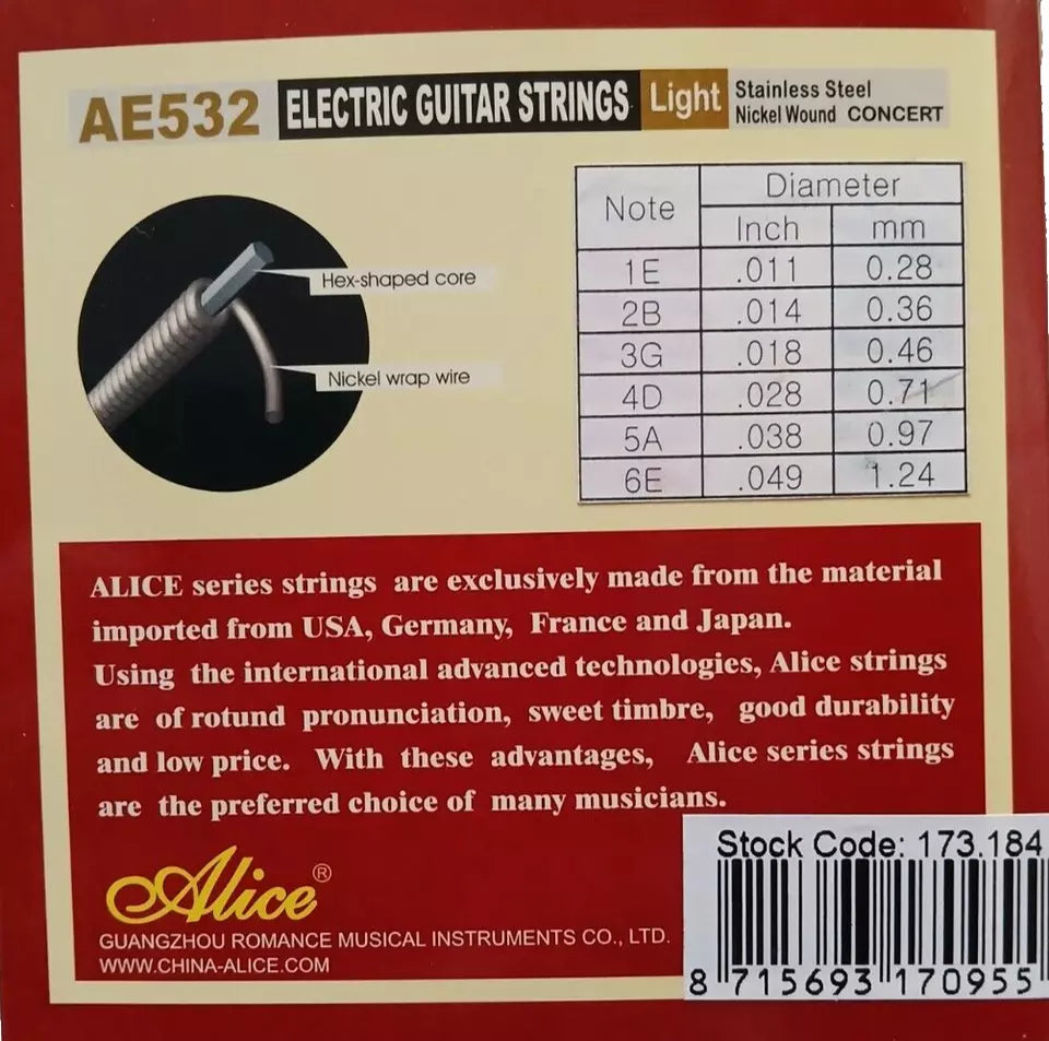 Alice Electric Guitar Strings NICKEL & STAINLESS STEEL 3 Set Bundle .011 - .049