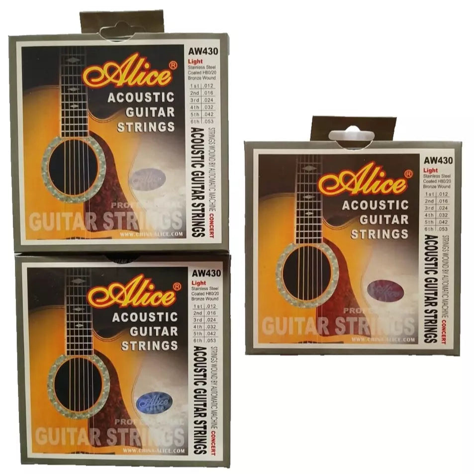 Alice Acoustic Guitar Strings 3 Set Bundle Bronze/Stainless Steel .012 - .053
