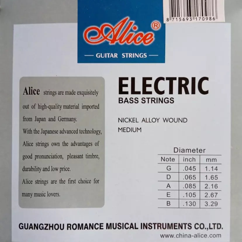 Alice Electric Bass Guitar 5 String Set .045-.130