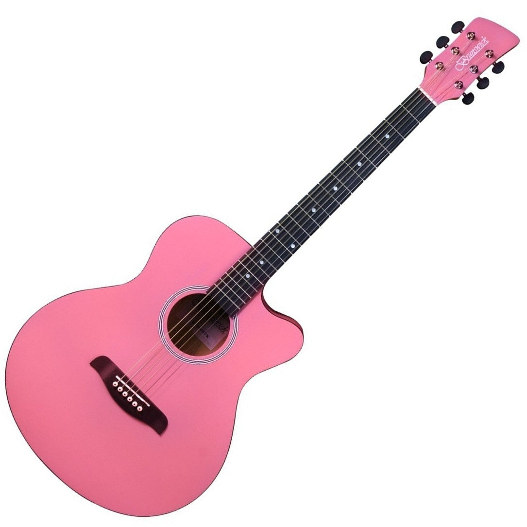 Brunswick Acoustic Guitar Grand Auditorium Cutaway Baby Pink BF100BPK