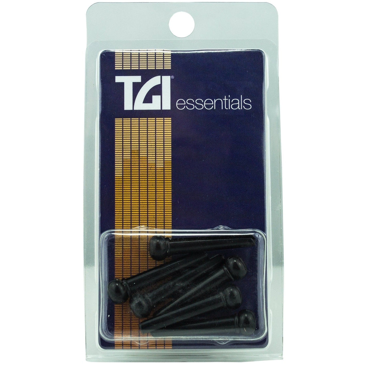 TGI Acoustic Guitar Bridge Pin Set of 6 Black Plastic With Dot