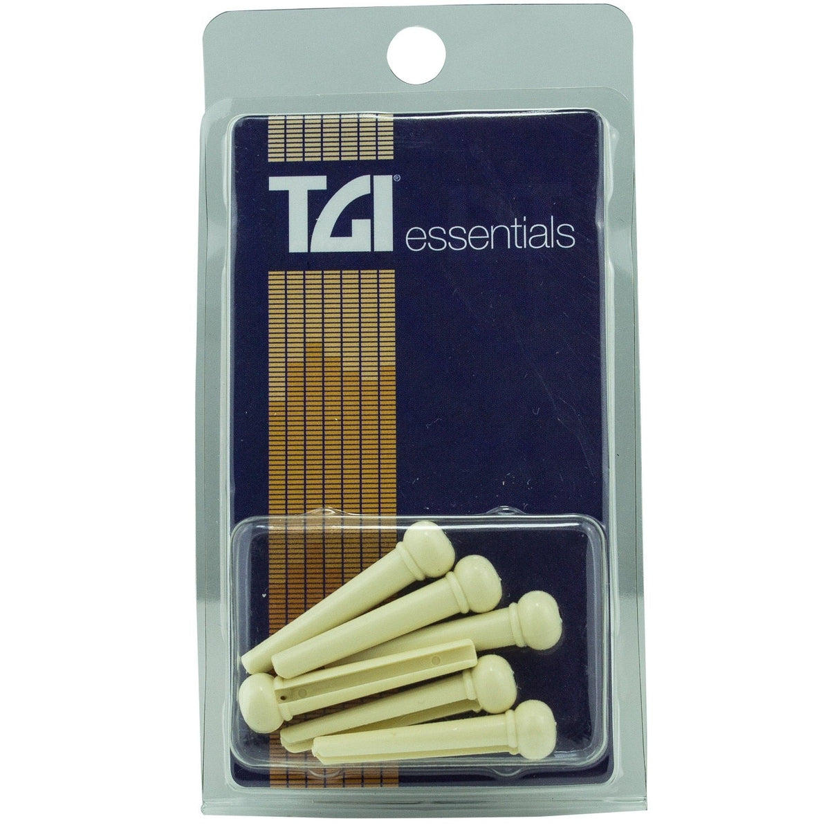 TGI Acoustic Guitar Bridge Pin Set of 6 Cream Plastic With Dot