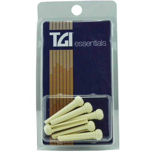 TGI Acoustic Guitar Bridge Pin Set of 6 Cream Plastic With Dot