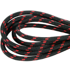 Citronic Retro Braided Guitar Lead 6.3mm Angled to Mono 1/4" Jack Plug BLACK/RED