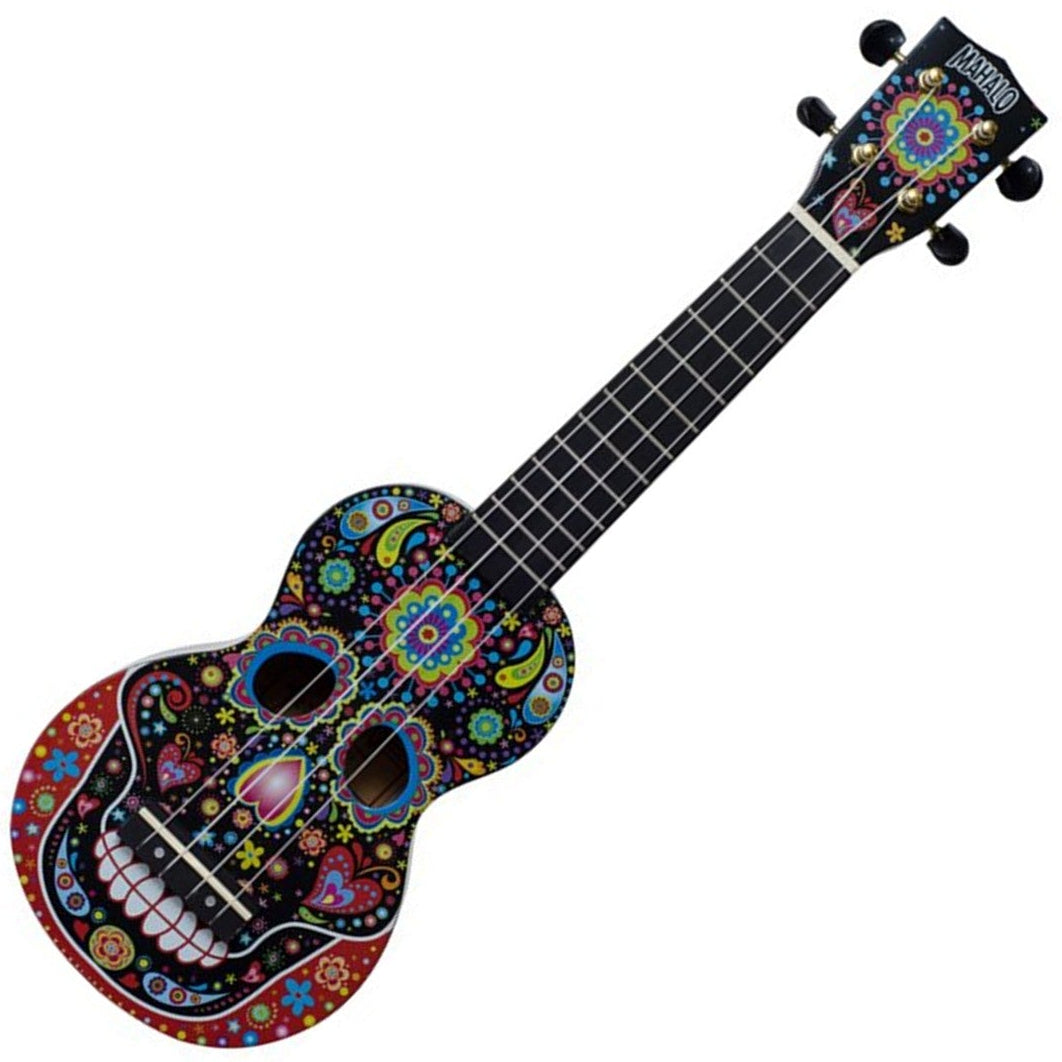 Mahalo Soprano Ukulele Day of the Dead Design & FREE Bag MA1SKBK