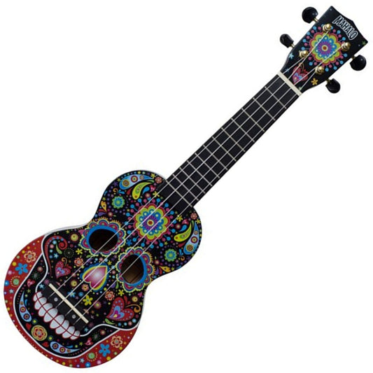 Mahalo Soprano Ukulele Day of the Dead Design & FREE Bag MA1SKBK