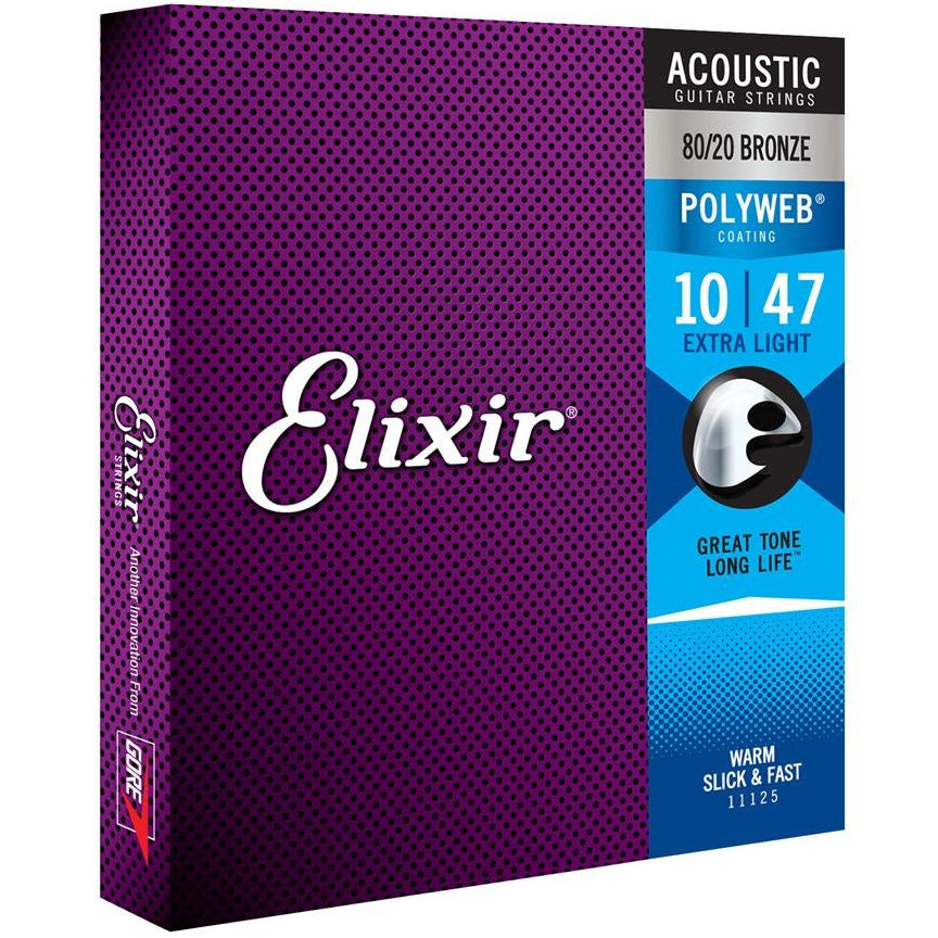 Elixir Bronze Acoustic Guitar String Set POLYWEB Coating Extra Light 10-47
