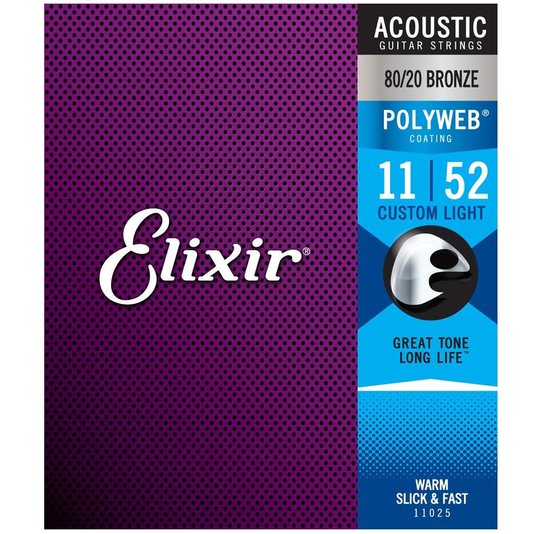 Elixir Bronze Acoustic Guitar Strings Set POLYWEB Coating Light 11-52