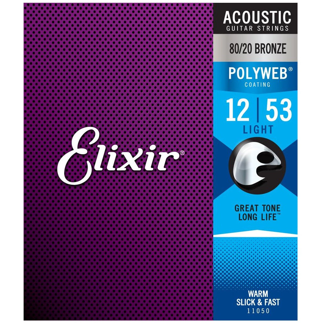 Elixir Bronze Acoustic Guitar Strings Set POLYWEB Coating Light 12-53