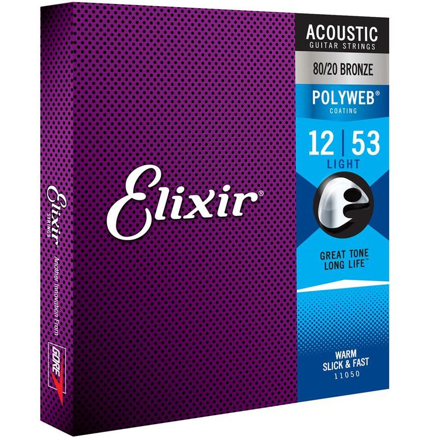 Elixir Bronze Acoustic Guitar Strings Set POLYWEB Coating Light 12-53