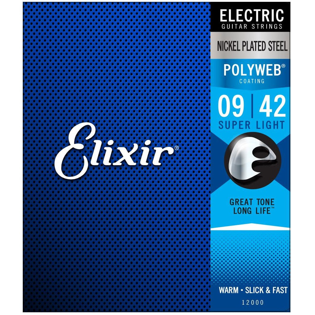 Elixir Electric Guitar Strings Set POLYWEB Coating Light .009-.042 E12000