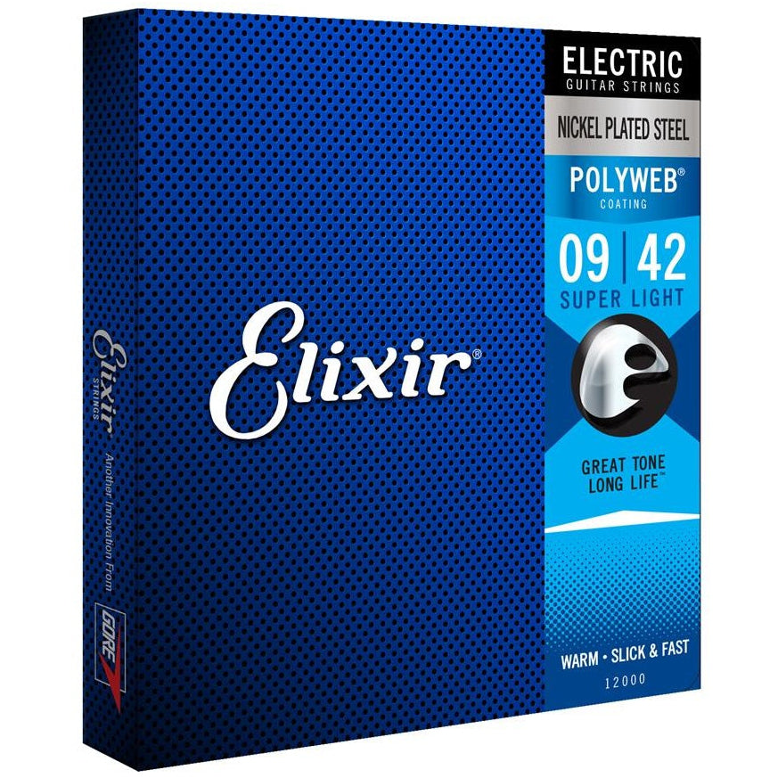 Elixir Electric Guitar Strings Set POLYWEB Coating Light .009-.042 E12000