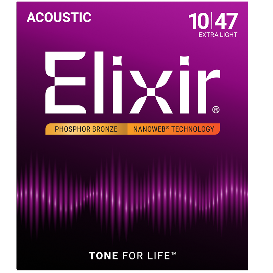 Elixir Phosphor Bronze Acoustic Guitar String Set NANOWEB Coating X-Light 10-47