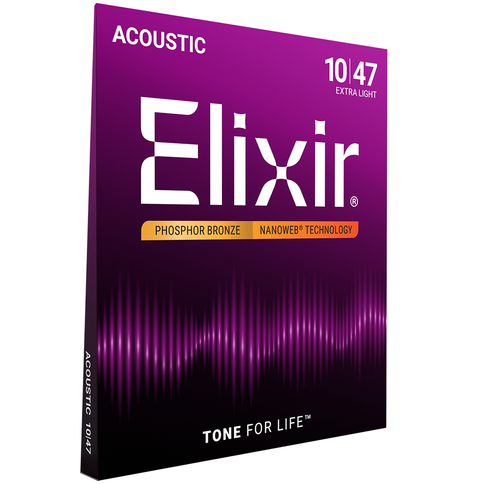 Elixir Phosphor Bronze Acoustic Guitar String Set NANOWEB Coating X-Light 10-47