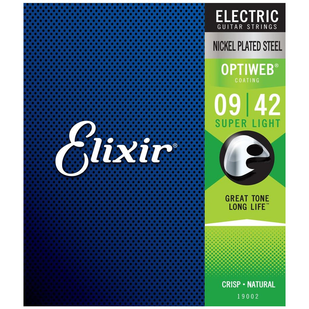 Elixir Electric Guitar Strings Set OPTIWEB Coating Super Light .009-.042 E19002