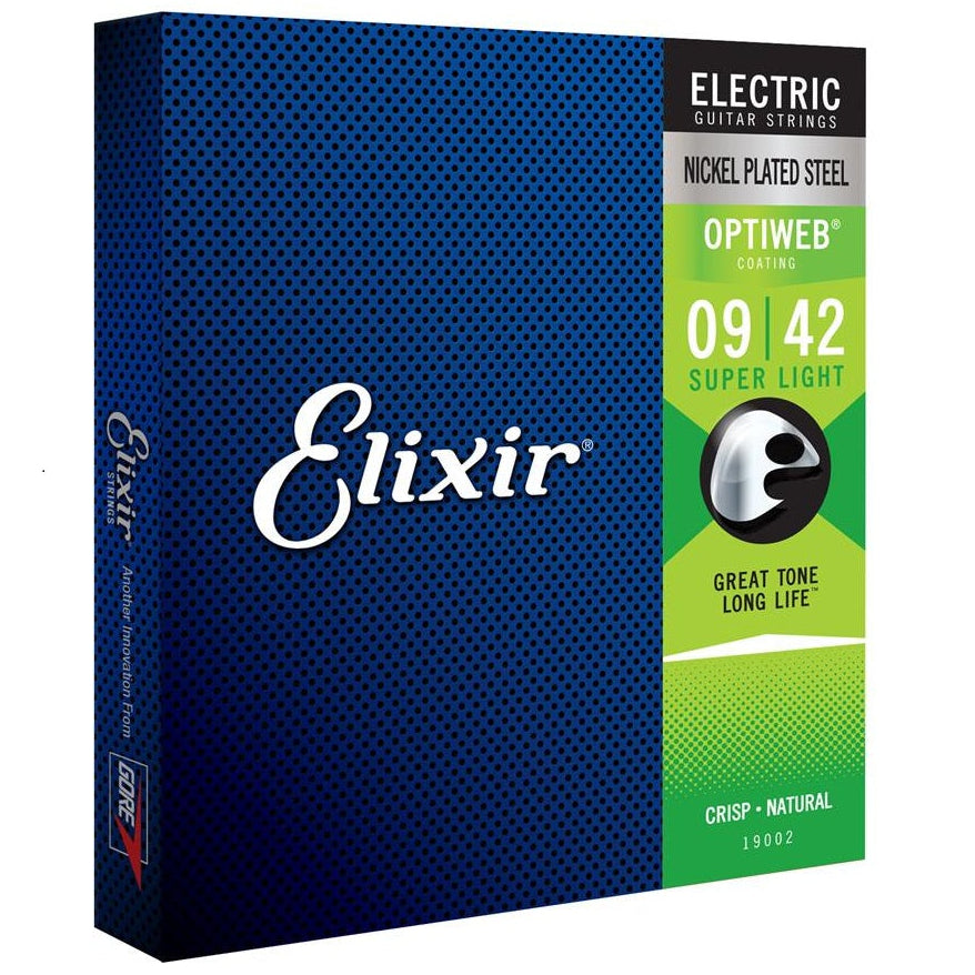 Elixir Electric Guitar Strings Set OPTIWEB Coating Super Light .009-.042 E19002