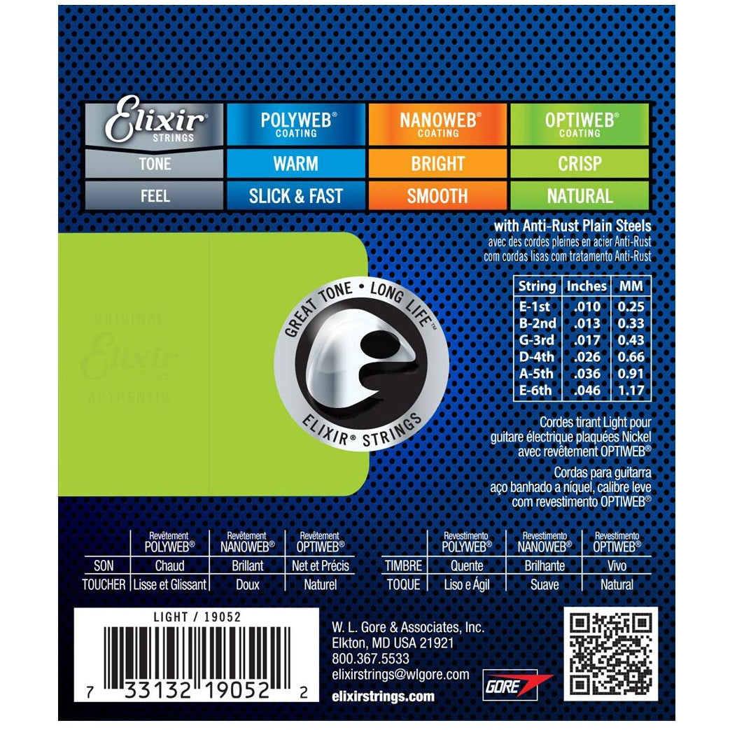 Elixir Electric Guitar String Set OPTIWEB Coating Light .010-.046 E19052