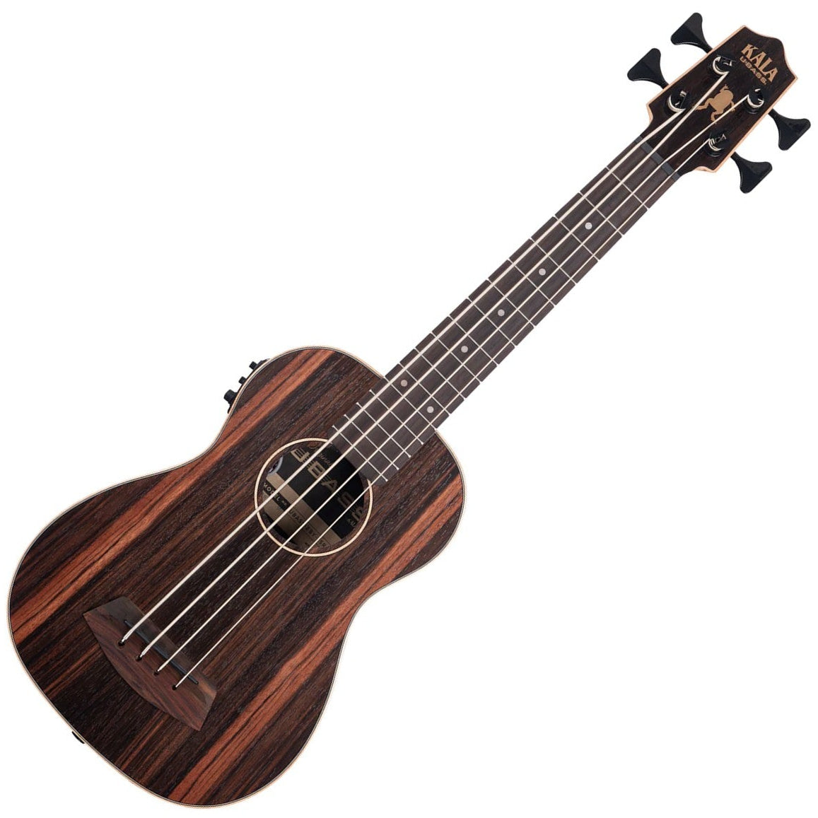 Kala Brand Striped Ebony Acoustic-Electric U•BASS & Padded Gig Bag