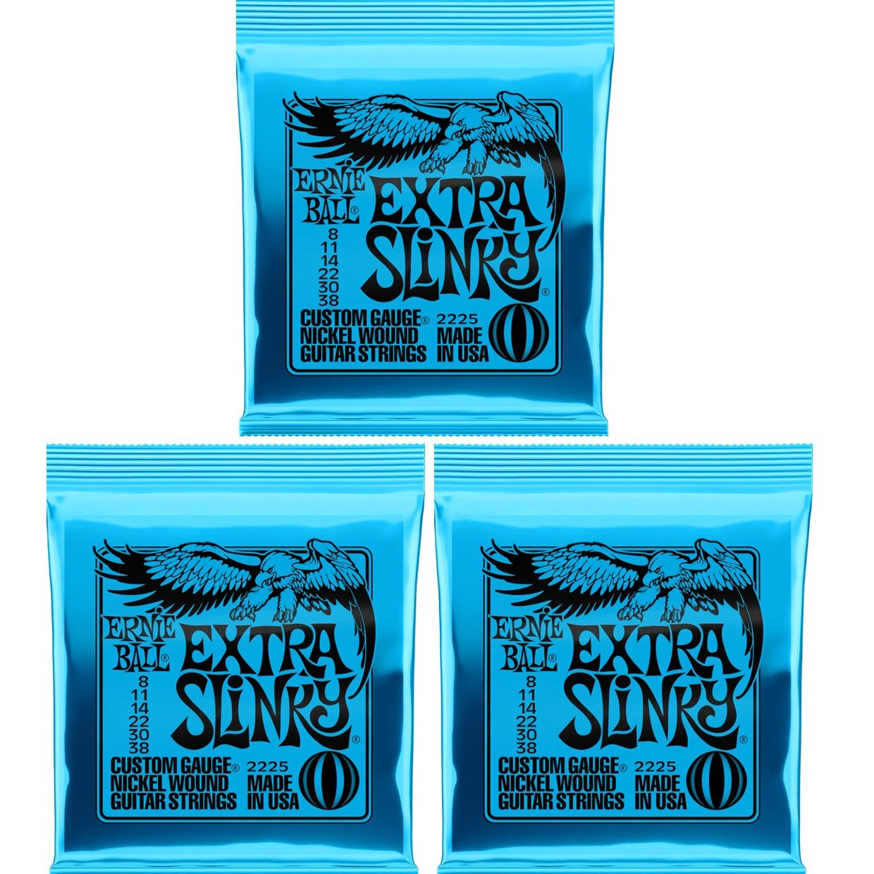 Ernie Ball Extra Slinky Electric Guitar Strings Bundle 8-38 3 Sets