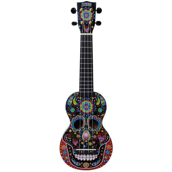 Mahalo Soprano Ukulele Day of the Dead Design & FREE Bag MA1SKBK