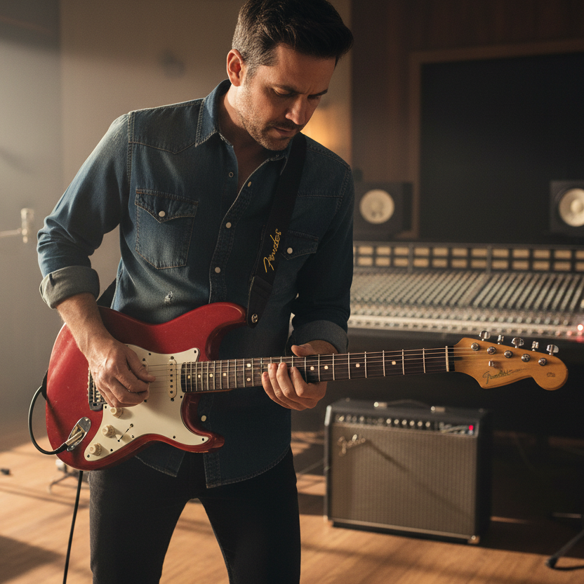 Fender Guitar Strap With Pick Pocket & Gold Logo