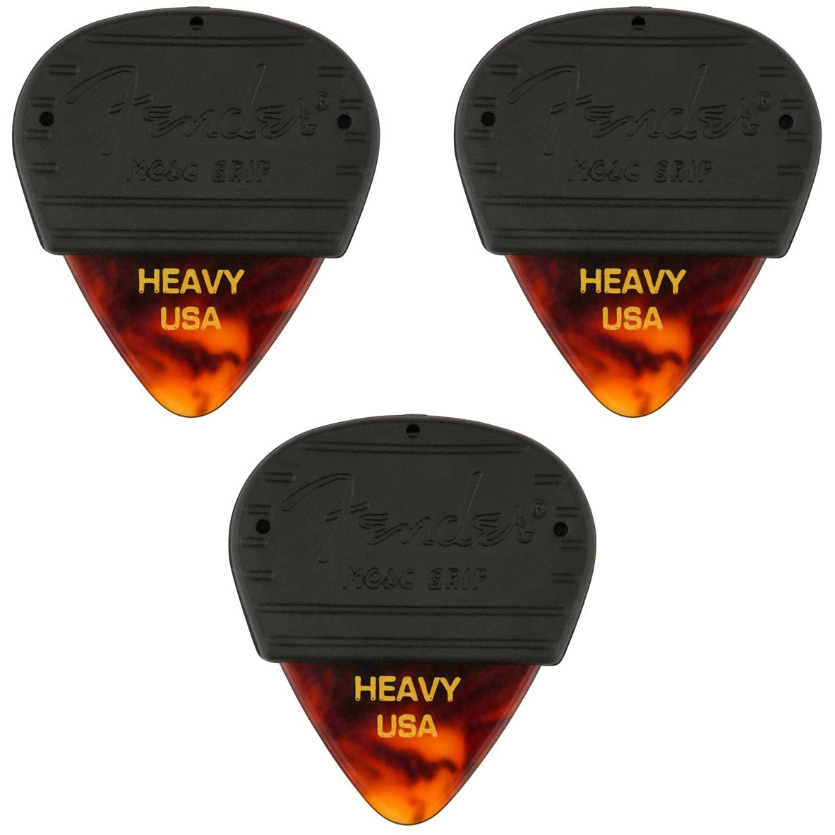Fender Mojo Grip Guitar Pick Plectrum 3-Pack Heavy Celluloid Tortoise Shell