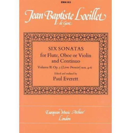 Jean Baptiste Loeillet de Gant  Volume 2 Op 5 no's 4-6 Flute Oboe Violin
