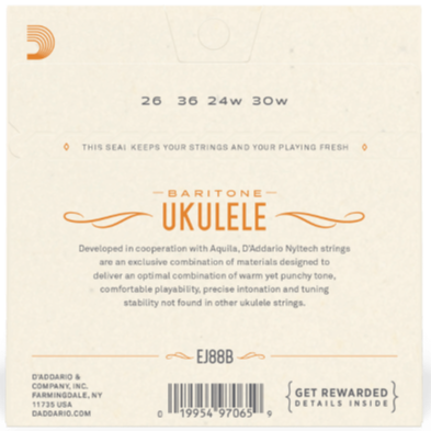 D'Addario Nyltech Baritone Ukulele Strings Set EJ88B