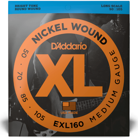 D'Addario Nickel Bass Guitar String Set 50-105 Medium Long Scale  EXL160