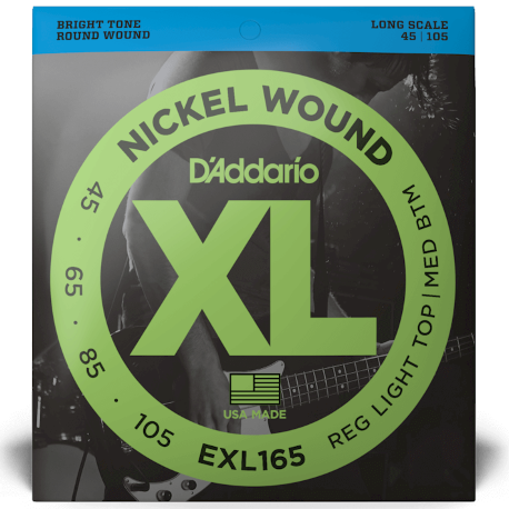 D'Addario EXL165 Nickel Electric Bass Guitar String Set 45-105 Long Scale