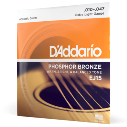 D'Addario Phosphor Bronze Acoustic Guitar Strings Set 10-47 Extra Light