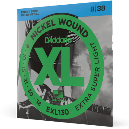 D'Addario XL Nickel Electric Guitar Strings Set 08-38 Extra Super Light EXL130