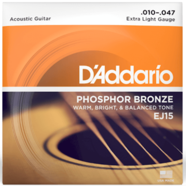 D'Addario Phosphor Bronze Acoustic Guitar Strings Set 10-47 Extra Light