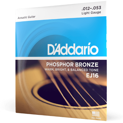 D'Addario Phosphor Bronze Acoustic Guitar Strings 12-53 Light EJ16
