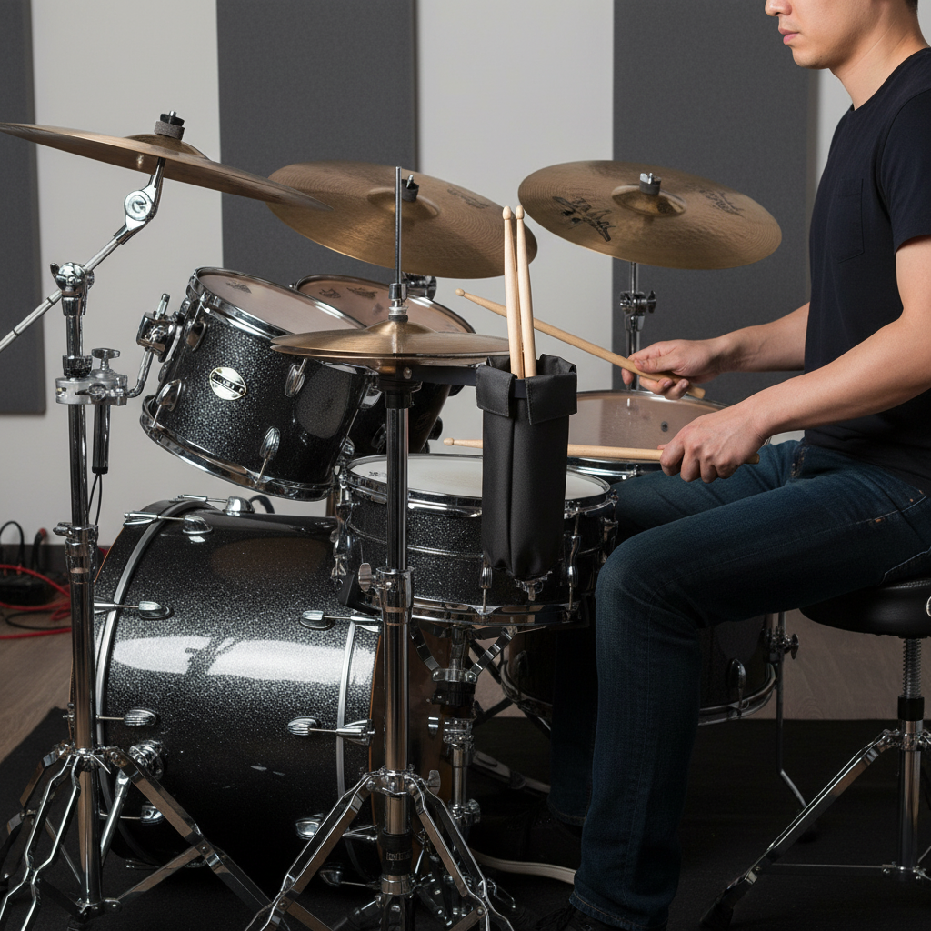 Chord Drumstick Holder For Drum Kit Stand Mount - DSH-01. Lifestyle shot