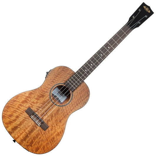 Kala Brand Curly Mango Electro Acoustic Baritone Ukulele & Gig Bag
