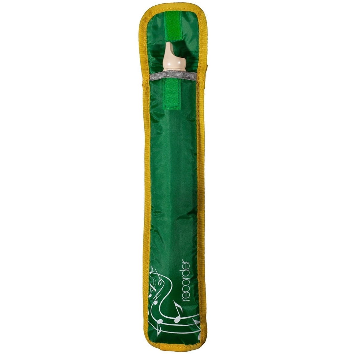 Padded Descant Recorder Carry Bag Case Green & Yellow