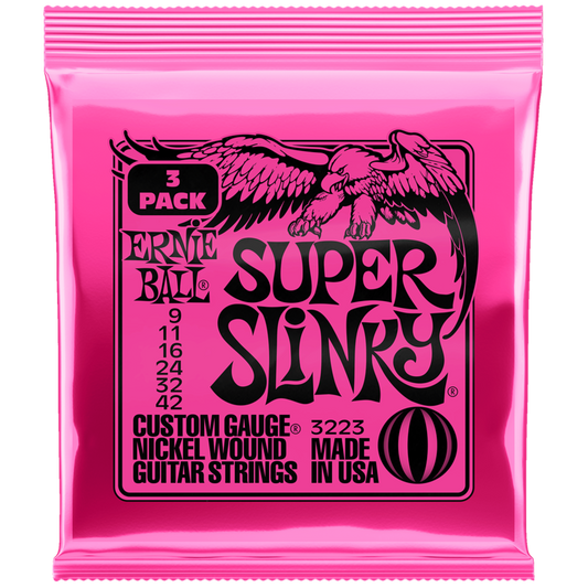 Ernie Ball Super Slinky 3 Set Pack Bundle Pinks 9-42