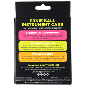 Ernie Ball Guitar Instrument Care 3 Pack With Microfiber Cloth