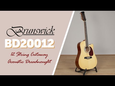 Brunswick Acoustic 12 String Cutaway Dreadnought Guitar Natural BD20012