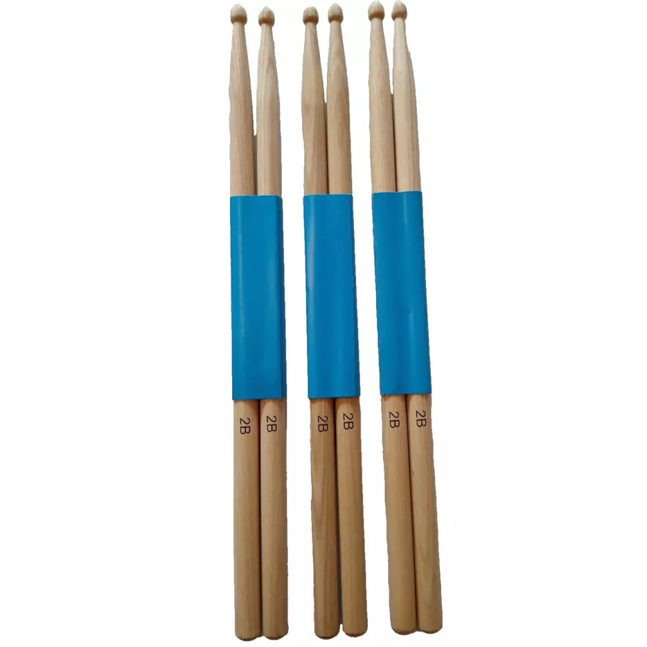 QTX Drumsticks 2B Wood Tip Bundle 3 Pairs
