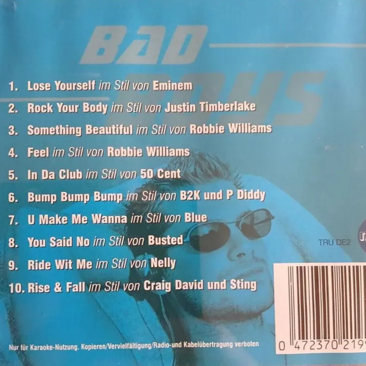Bad Boys Karaoke CDG Backing Tracks / Lyrics